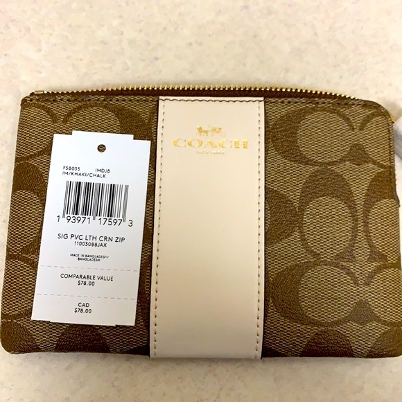 ⭐️NWT⭐️ Coach Corner Zip Wristlet Signature canvas - Picture 6 of 7